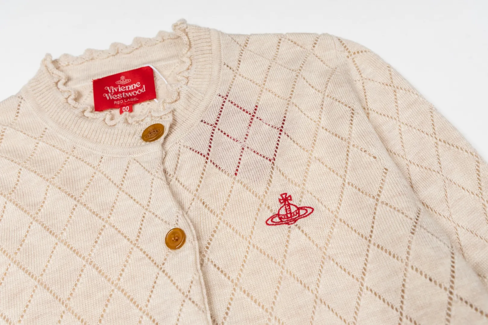 VIVI161# vivienne west wood 25FW October Tokyo show new model diamond pattern classic red label cardigan Size: 1 yard (90-110 pounds) 2 yards (110-130 pounds) 3 yards (130-150 pounds) Color: red, apricot, black